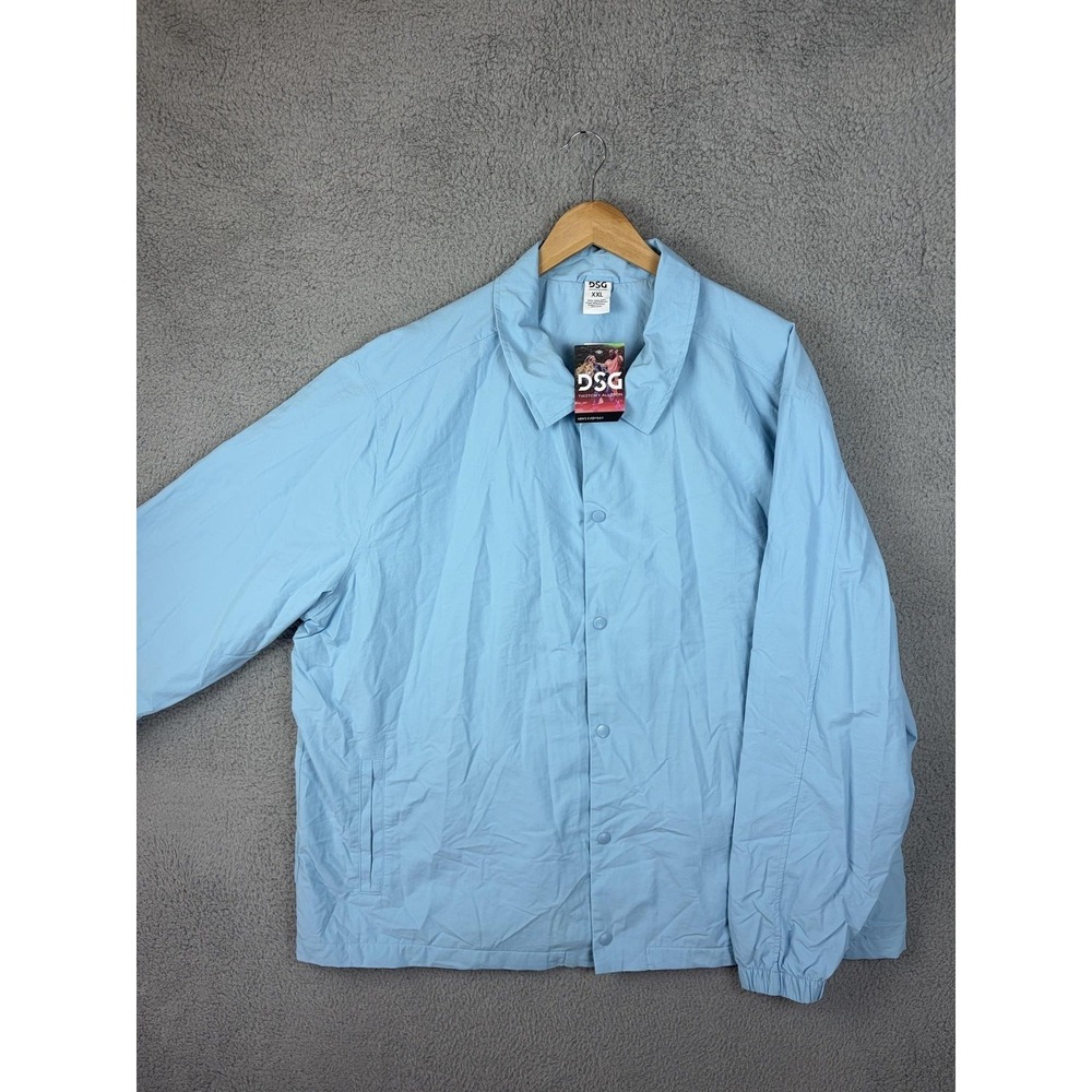 DSG Coaches Jacket Mens 2XL Blue Cloudless Sky Snap Lightweight Windbreaker New